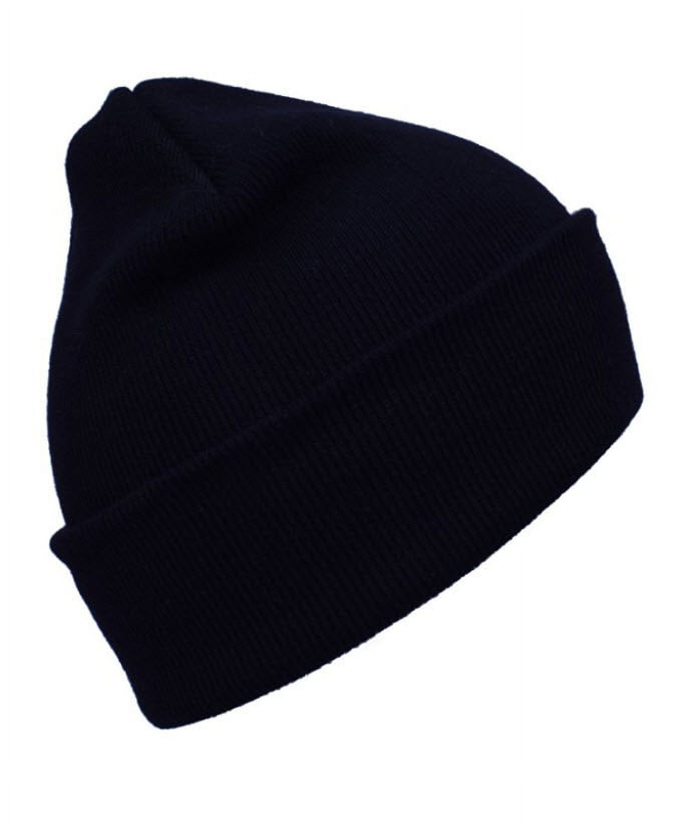 SET OF 4 BEANIE Warm Winter Beanies Hats Cap Toboggans Thermal Knit Cuff Acrylic Ski hats 12" (Navy+Black+Gray+Camo) - image 3 of 5