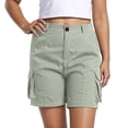 thumbnail image 2 of LEKWK Hiking Shorts for Women Cargo with Pockets High Waisted Button Front Straight Fit Lightweight Bermuda Shorts Casual Outdoor Bottoms Travel Wear Green XXL, 2 of 7