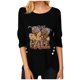 thumbnail image 1 of Blusa superior informal con estampado de flores y cuello redondo de manga larga a la moda sexy para mujer Pompotops  FGAJ5560, 1 of 5