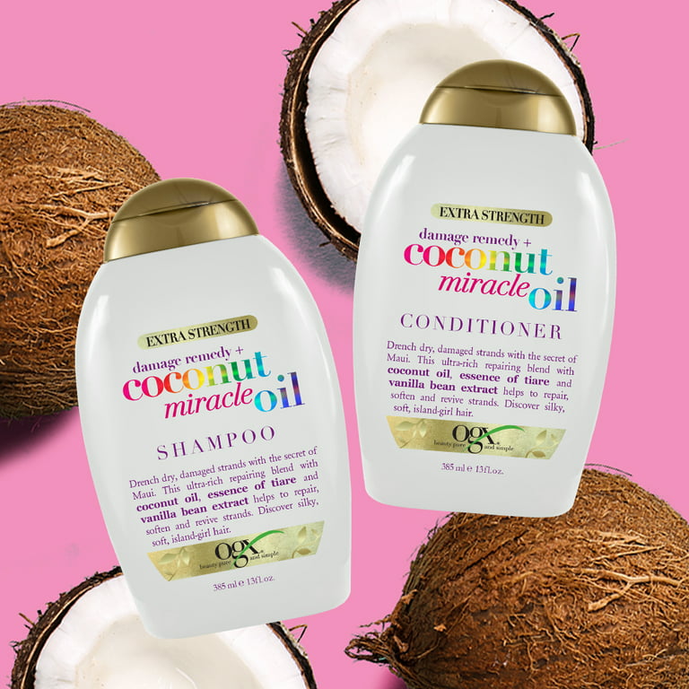hjerte Antage linse OGX Damage Remedy + Coconut Miracle Oil Shampoo & Conditioner Set 13oz, 2  Ct - Walmart.com