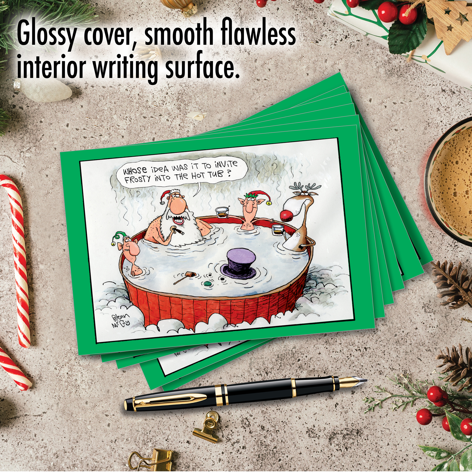 NobleWorks Funny Merry Christmas Boxed Greeting Cards with Envelopes, 6.75" x 1" (12 Count)