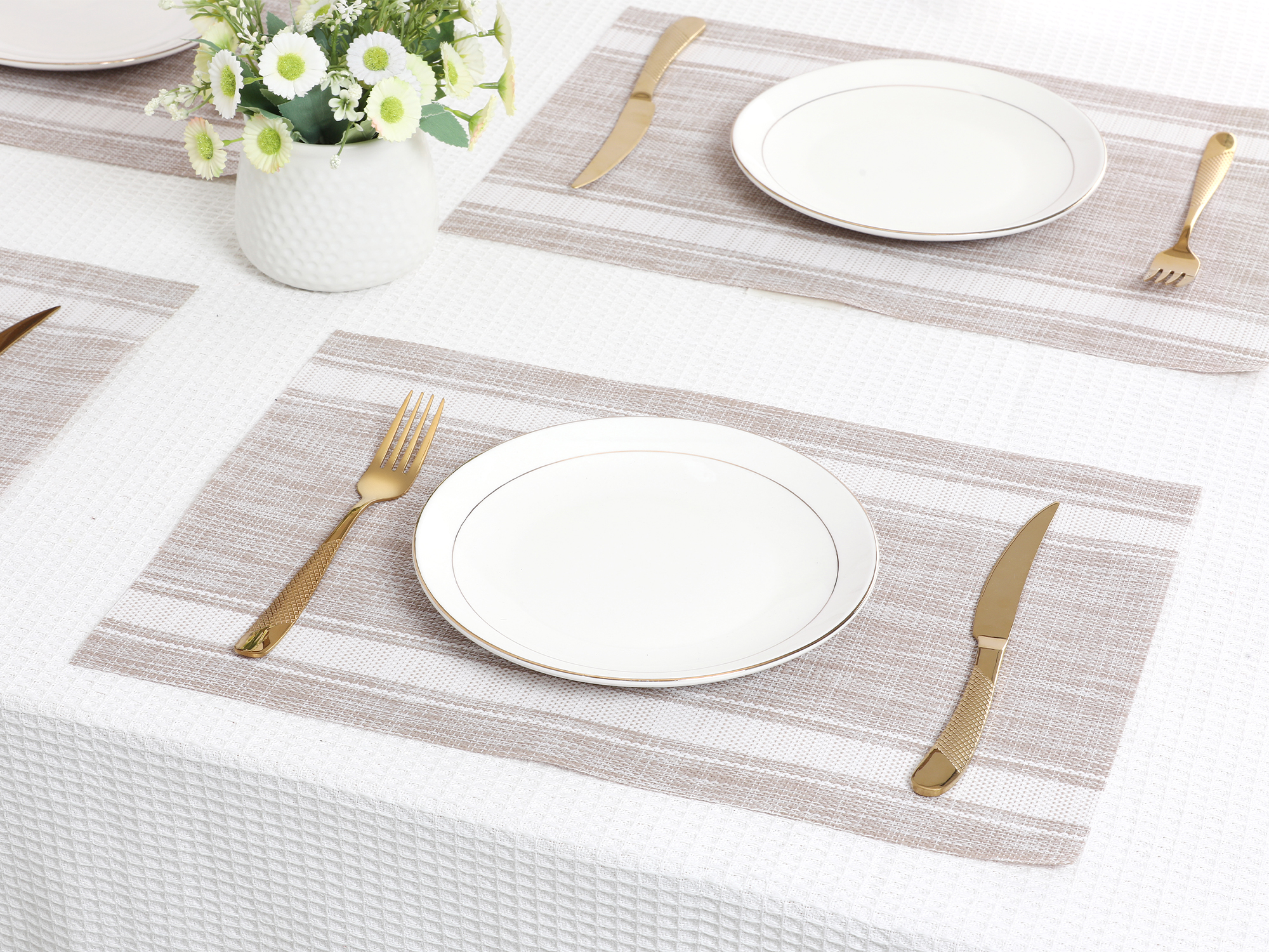 Unique Bargains Placemats Set of 6 Vinyl Placemats White