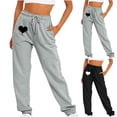 thumbnail image 3 of Lovskoo Womens Sweatpants Joggers Loose Casual Sports Solid Color Valentine's Day Heart Printed Long Pants Black, 3 of 3