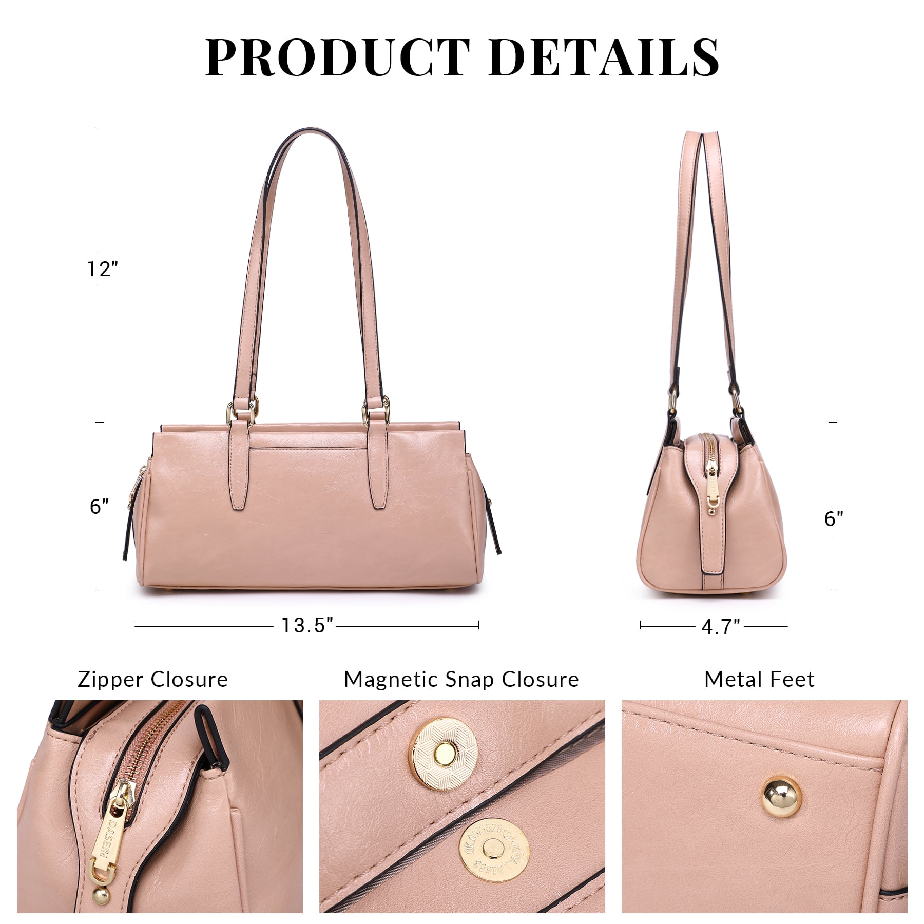 Dasein Hobo Bags for Women Soft Vegan Leather Shoulder Handbags Purses with 3 Compartments, Multi Pockets