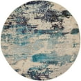 thumbnail image 4 of Nourison Celestial Abstract Ivory/Teal Blue 4' x round Area Rug, (4 Round), 4 of 9