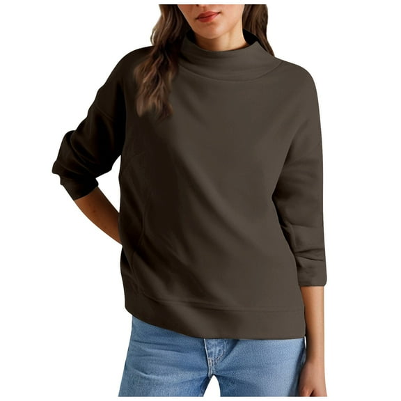 Women's Loose Casual Sweatshirt Half High Neck Split Wide Collar Comfortable Soft Warm Winter Pullover Top