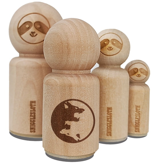 Yin Yang Wolf Wolves Rubber Stamp for Scrapbooking Crafting Stamping - Medium 1 Inch