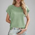 thumbnail image 2 of Womens Tops Casual Solid Color Short Sleeve Round Neck Top Women Blouse Plus Size Top Summer for Women, 2 of 7