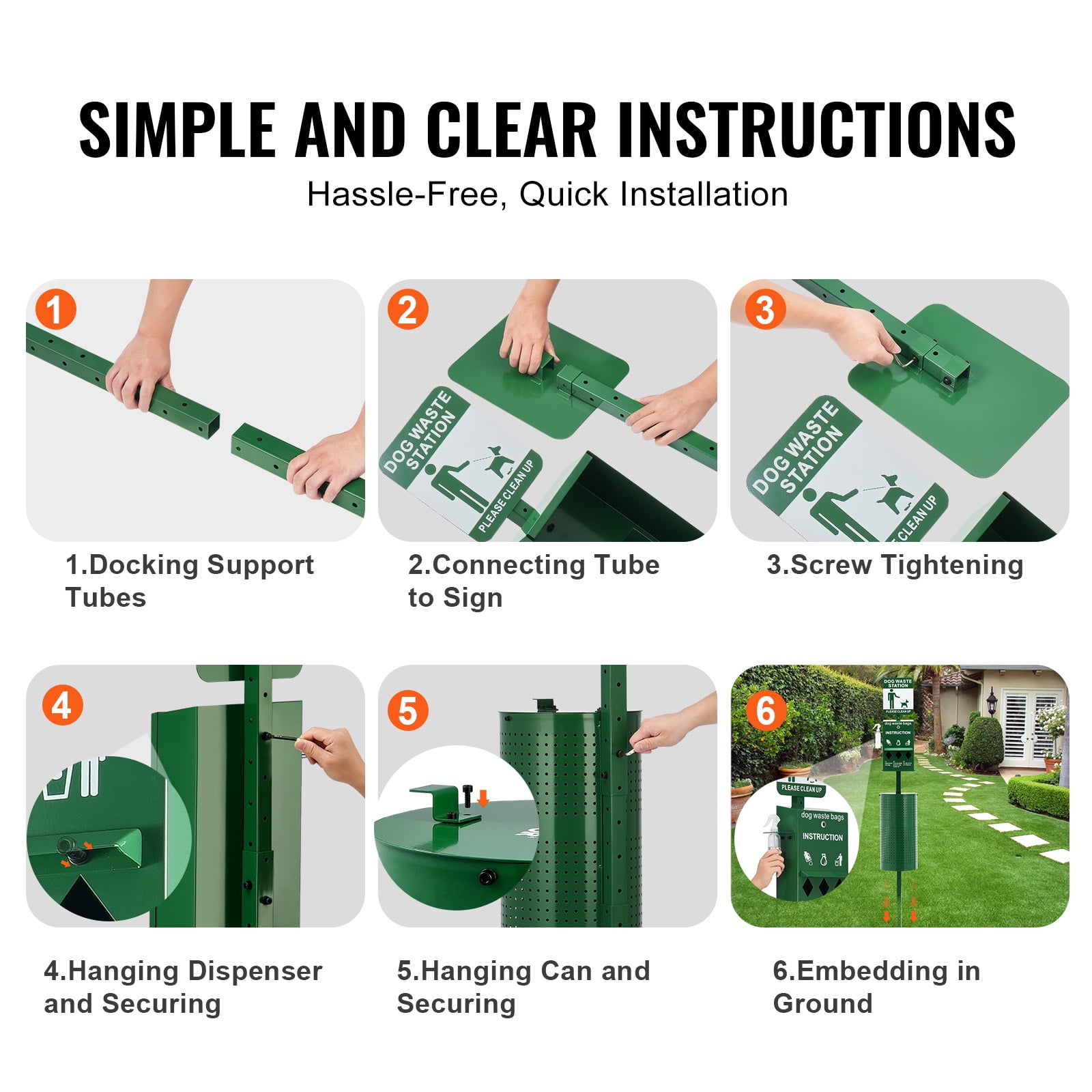 VEVOR Dog Waste Station with Hand Wash Bottle, Commercial Dog Poop Station, 11.5 Gallons Pet Waste Bin with 50 Can Liners, Bag Dispenser & 600 Waste Bags, Outdoor Dog Waste Disposal System