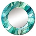 thumbnail image 2 of Designart "Emerald Seaglass Mosaic I" Abstract Round Mirror Wall Decor Modern - Large Green Round Bathroom Mirror - Round Mirror - 36" x 36", 2 of 6