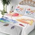 thumbnail image 3 of Ambesonne Vintage Fitted & Top Sheet Set with Shams, Nature Flowers, Orange Blue Red, 3 of 5