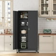 thumbnail image 2 of Fesbos Metal Storage Cabinet, 73" H Tall Steel Tool Cabinets with Wheels Lockable Doors and Adjustable Shelve, Black Garage Cabinet for Home,Kitchen,Office, 2 of 12