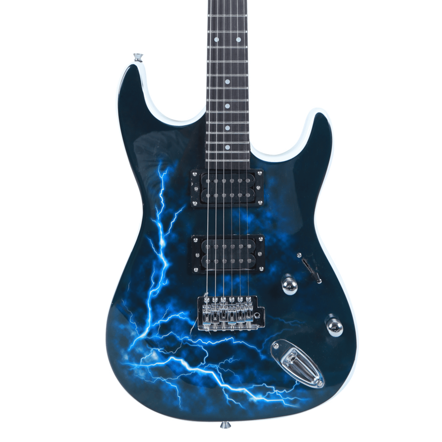 Hassch Electric Guitar with Big Bag, Beginner Kit with Strap, Plectrums and Power Cord, Blue & White