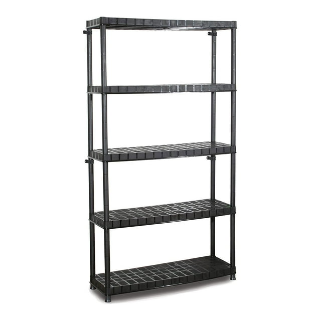 Ram Quality Products Optimo Étagères de Rangement en Plastique de 16 Pouces à 5 Niveaux, Noir