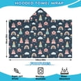 thumbnail image 2 of Dark Blue Princess Castle Carriage Pattern Hooded Bath Towel，60"x35" for Ages 3 To 12 Kids, Quick Dry Lightweight Soft Microfiber Hood Beach Towel Cover Up for Kids, 2 of 7