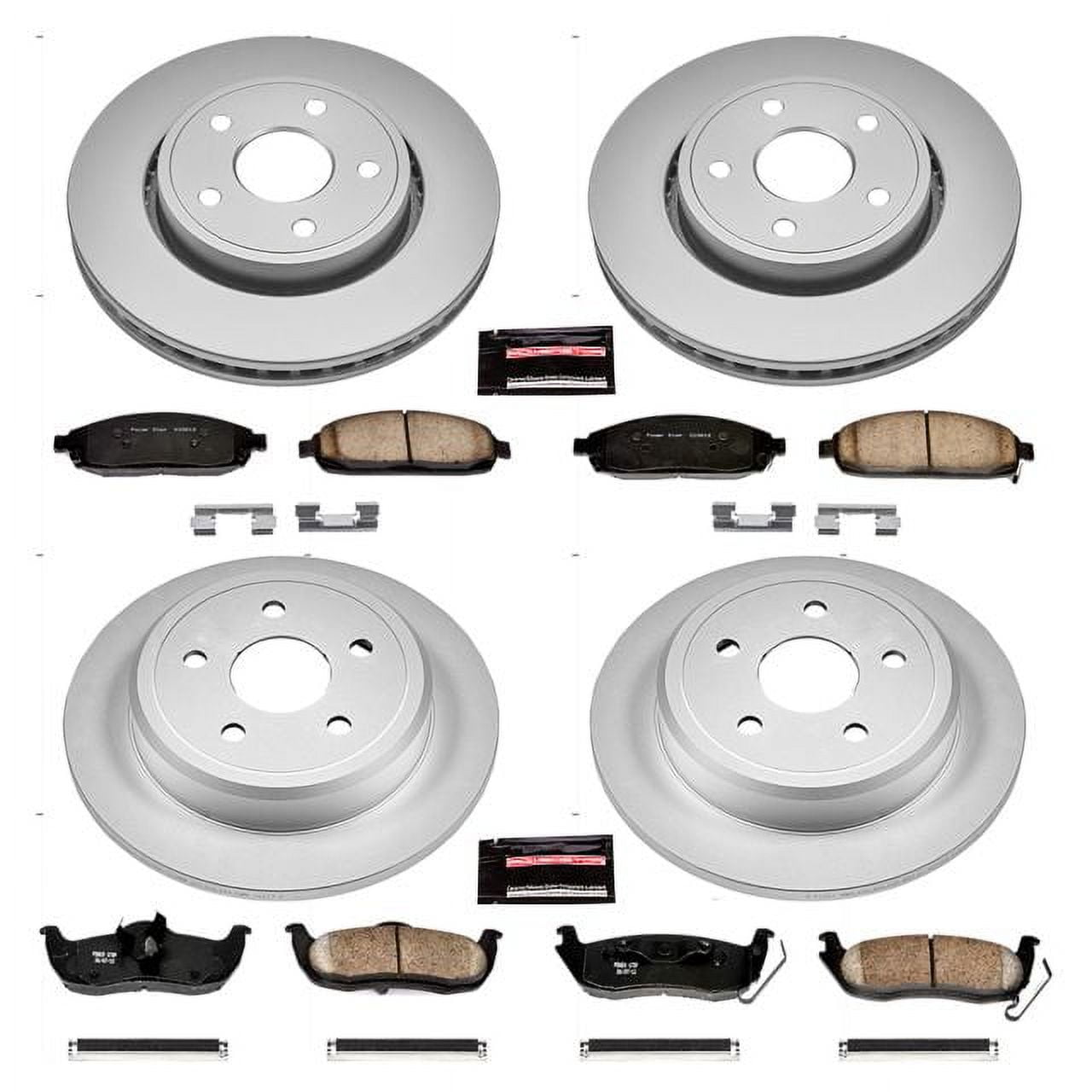 PowerStop Front and Rear Geomet Coated Brake Rotor and Pad Kit Fits: JEEP Select Models CRK2220