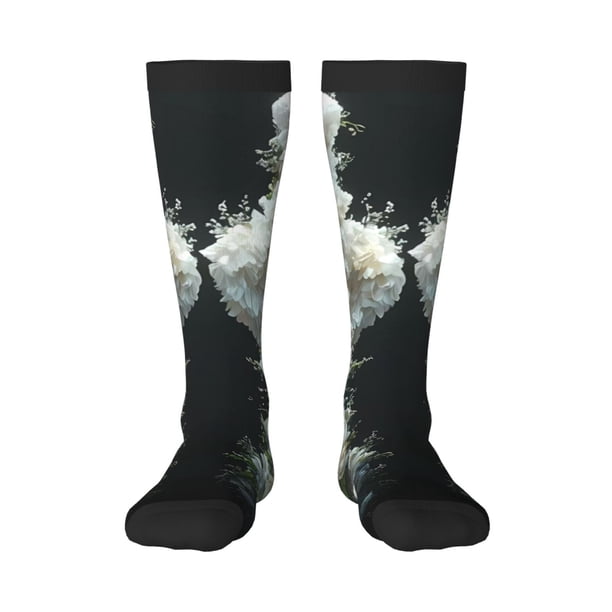 Balery Floral Angelic White Wings Calcetines novedosos Calcetines deportivos Calcetines hasta la rodilla Calcetines de algodón Calcetines originales y geniales