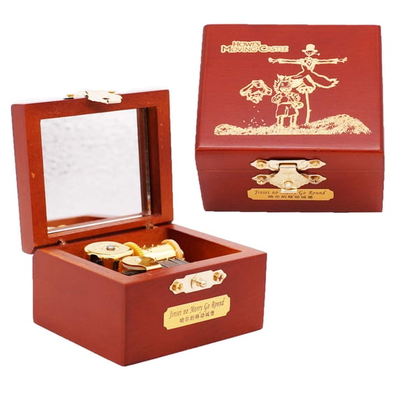 Youtang Scarecrow Music Box Carved Wood Musical Box Wind Up Mechanism Colockwork Gift for Christmas,Birthday,Valentine's Day (Tune:Merry Go Tound of Life from Howl's Moving Castle, Gold)