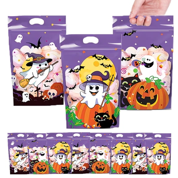 50 Count Halloween Treat Bags,Self-Sealing Packing Snacks Bags ,Candy Trick-or-Treat Bags for Kids Party Favors