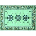thumbnail image 1 of Ahgly Company Machine Washable Indoor Rectangle Abstract Turquoise Blue Modern Area Rugs, 7' x 10', 1 of 4