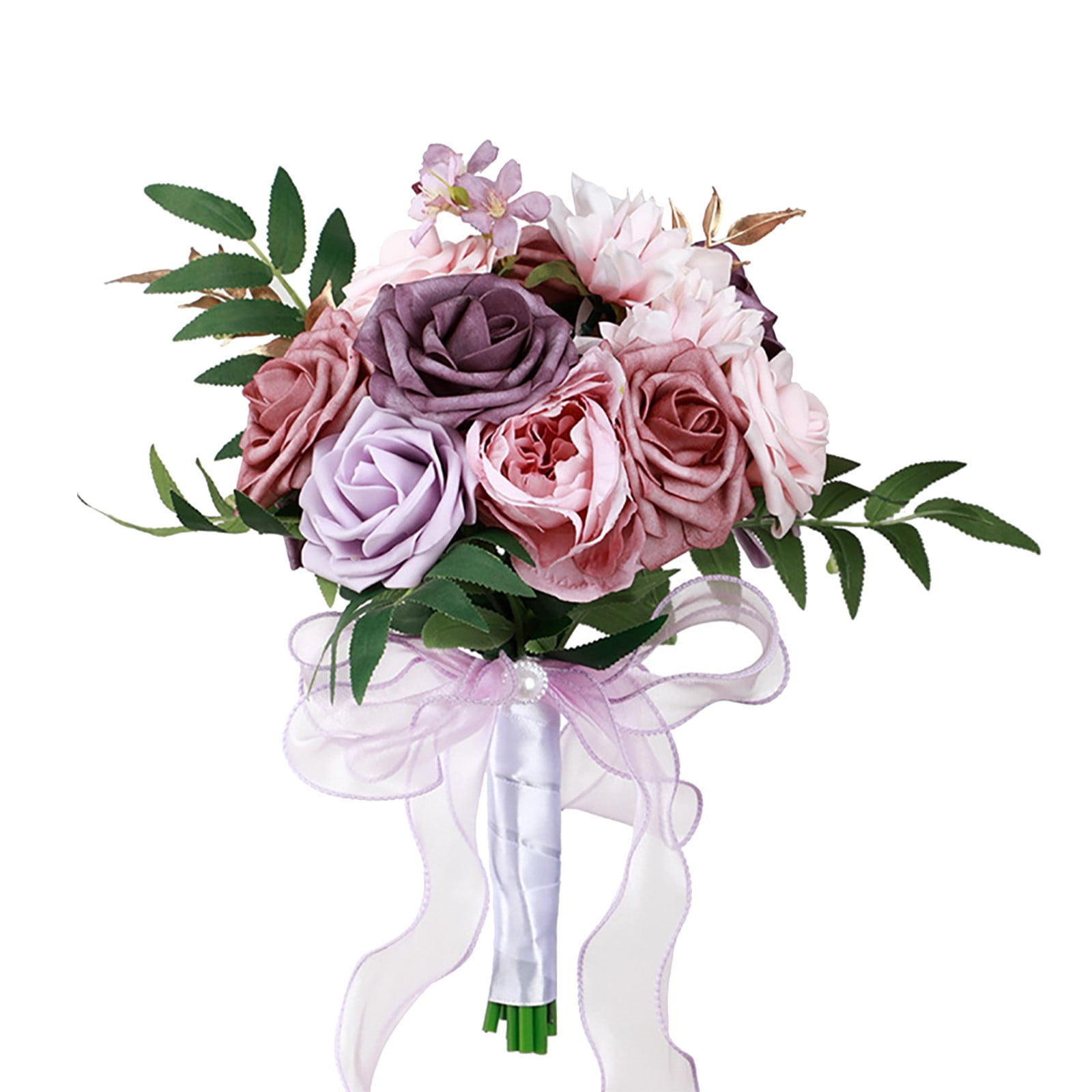 FXMLRLK 1 Pack Dusty Blue Wedding Bouquets for Bride Bridesmaid, White Wedding Artificial Flowers for Wedding Bouquets Ceremony, Anniversary