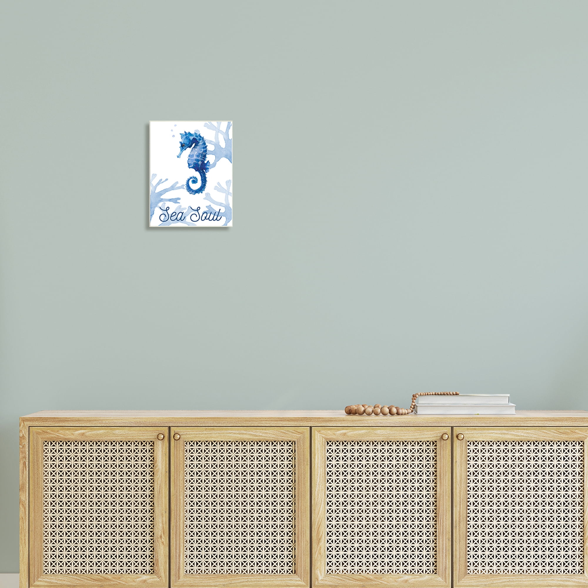Stupell Industries Sea Soul Sentiment Tranquil Blue Seahorse Ocean Coral, 10 x 15, Design by Lanie Loreth