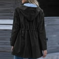 thumbnail image 5 of BODOAO Rain Jacket Women Striped Lined Hooded Lightweight Raincoat Outdoor Waterproof Windbreaker Travel Jacket Raincoat Women Long Trench Coats Lined Windbreaker Travel Jacket S Xxl Black L, 5 of 7