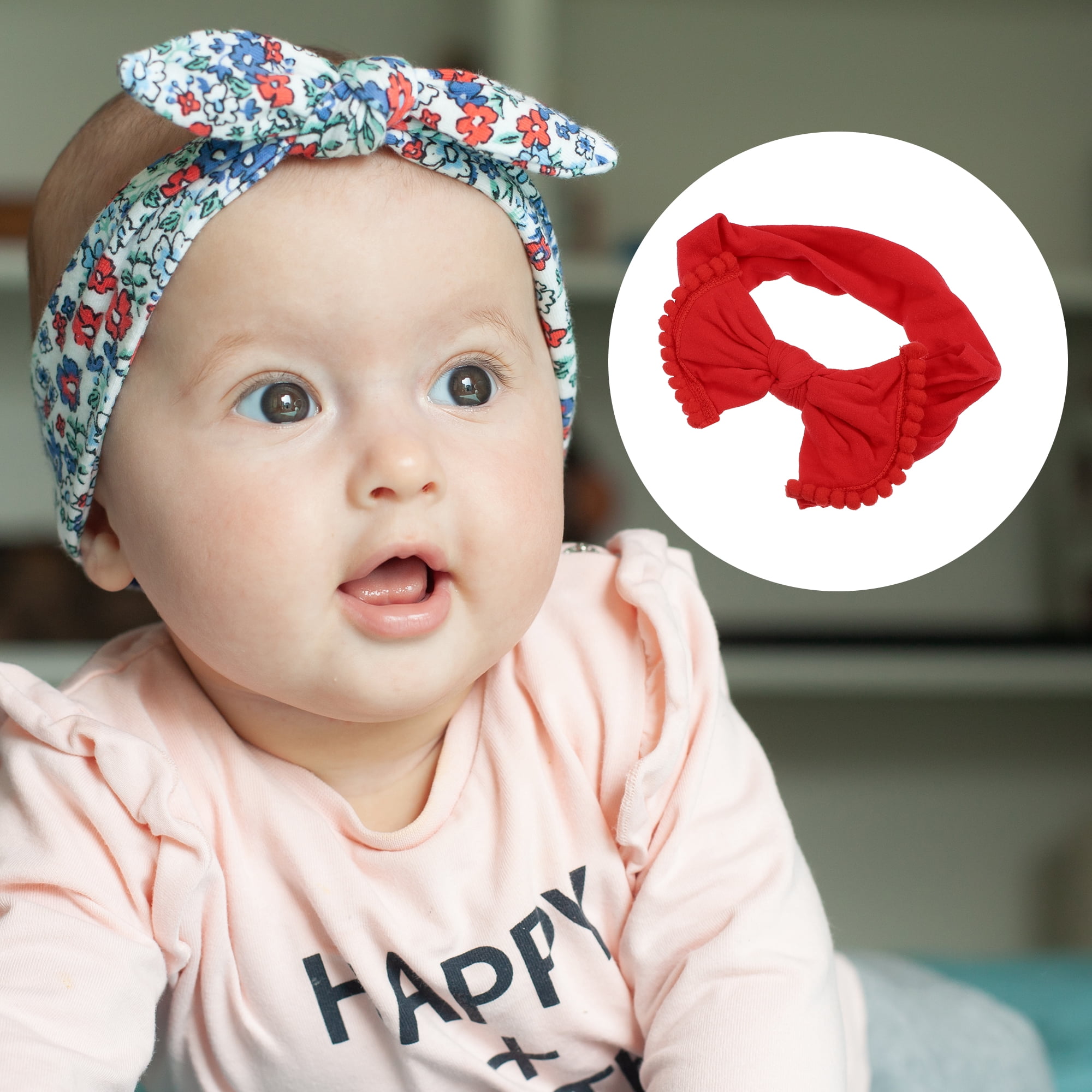 Unique Bargains Bow Fashion Cute Cotton Headband Hair Band 6.3 Inch Red