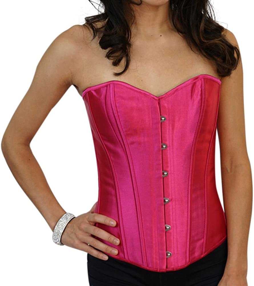 Chicastic Black Satin Sexy Strong Boned Corset Lace Up Bustier Top - Small  