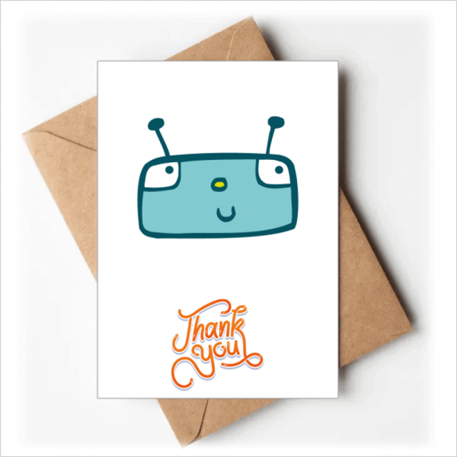 Universo y Alien robot azul Nota en blanco del sobre de la tarjeta de agradecimiento