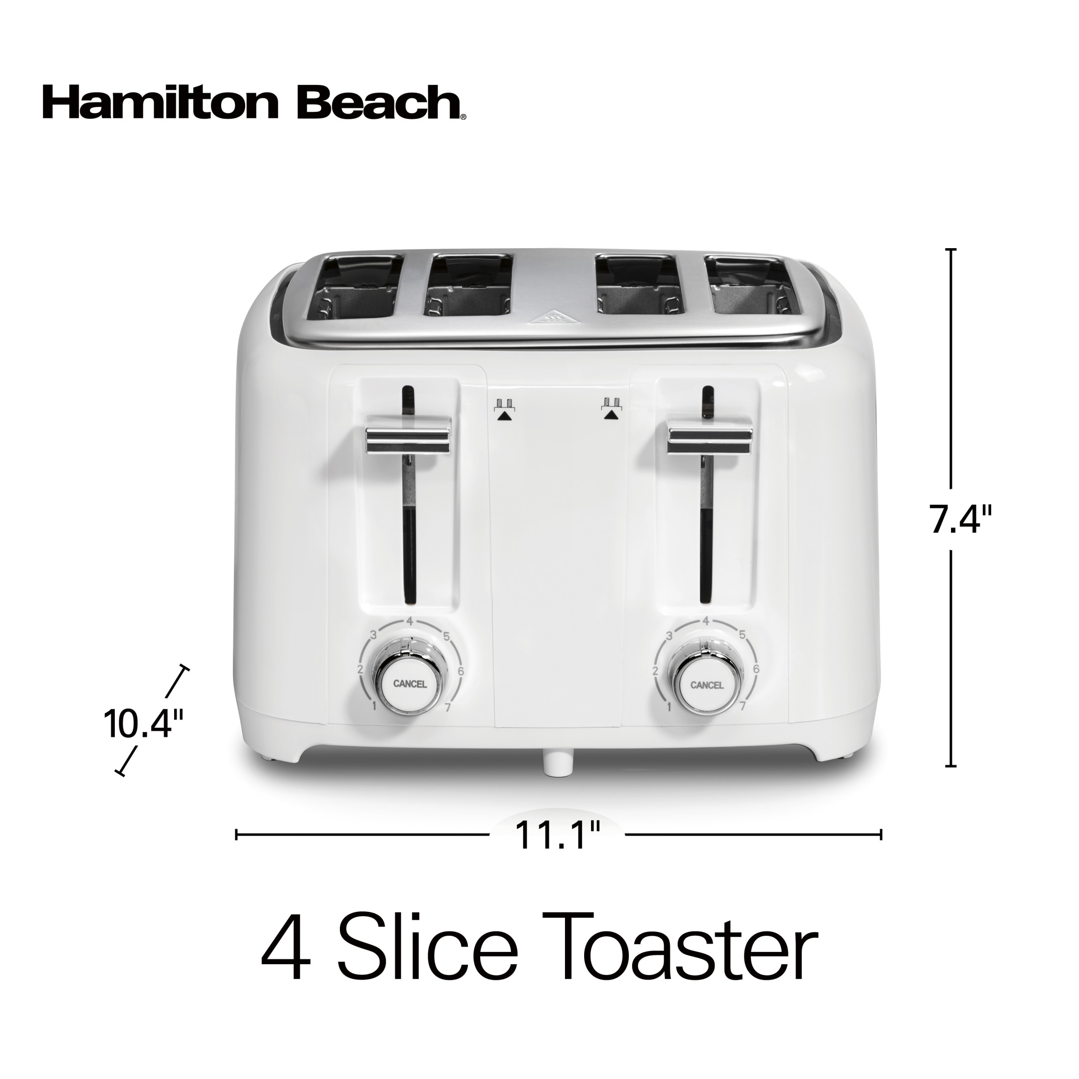 Hamilton Beach 4-Slice Toaster with Extra-Wide Slots, Toast Boost, and Removable Crumb Tray, White