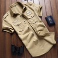 thumbnail image 3 of Camisa militar Camisas para hombre Estilo casual Ropa de moda Algodón Manga corta Retro Vintage 6XL Bordado Blanco Envío directo, 3 of 5