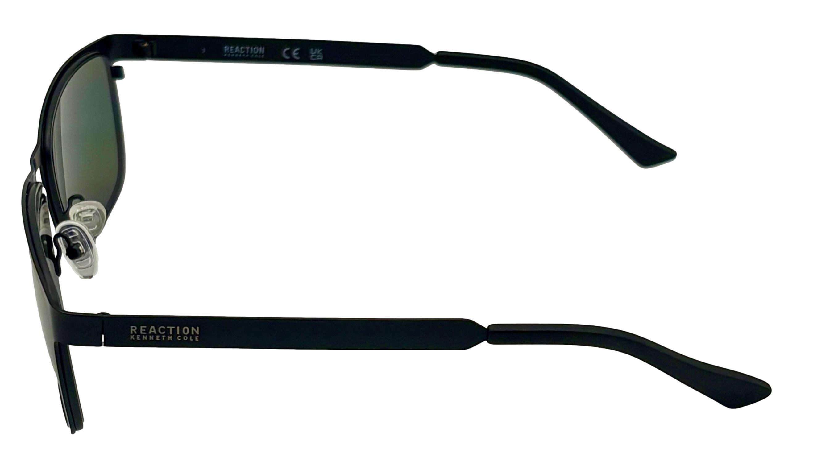 Kenneth Cole Reaction Mens Sunglass Matte Black Metal Rectangle, KC1329. 2N