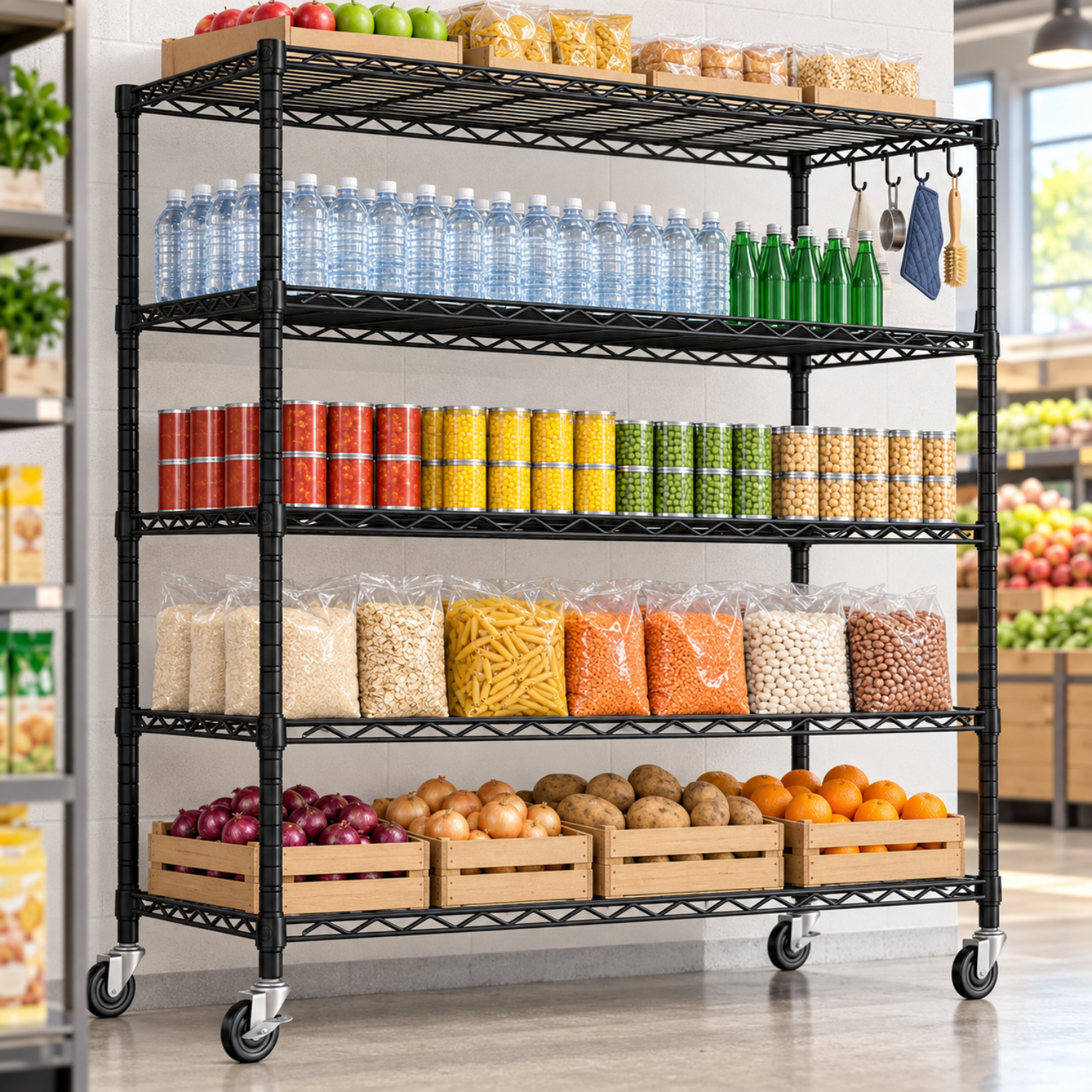 TrumanPick 48"W x 24"D x 76"H Wire Shelving Unit Metal Commercial Shelf, 5-Tier Storage Shelves for Garage Pantry Kitchen Garage, Black