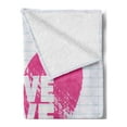 thumbnail image 2 of Live Laugh Love Soft Flannel Fleece Throw Blanket, Notebook Style Backdrop with a Giant Heart and a Phrase, Cozy Plush for Indoor and Outdoor Use, 50" x 60", Hot Pink White, by Ambesonne, 2 of 5