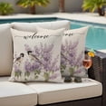 thumbnail image 4 of Lavender Bird Outdoor Waterproof Pillow Covers, Country Purple Garden Flowers Spring Decorative Square Throw Pillowcase Sofa Cushion Sham for Patio/Couch/Chair, 18"x18" 2 Pack, 4 of 8