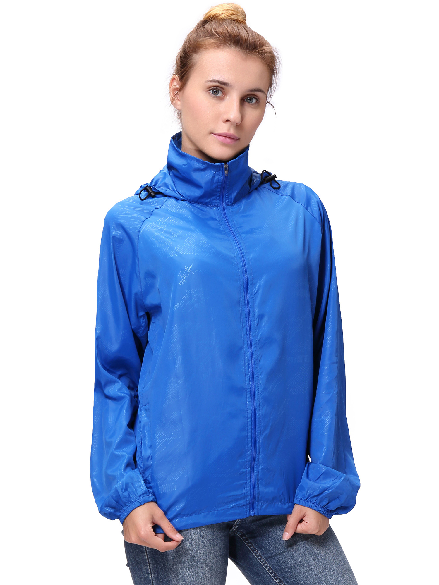 Fashion Womens/Mens Outdoor Lightweight windbreaker Jackets Waterproof Rain Coat Outwear Zip-Up Long Sleeve Hoodie Sport Windbreaker - image 5 of 9