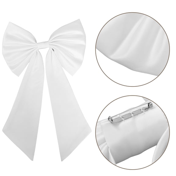 AURARMLET White Fabric Detachable Bridal Bowknot Accessory, Elegant Wedding Dress & Stage Performance Decoration