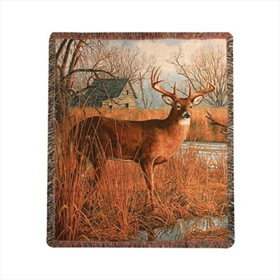 His Side Of The River Tapestry Throw Blanket Fashionable Jacquard Woven 50 X 60 in.