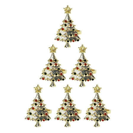 

HuacFive 6Pcs/Set Napkin Ring Christmas Style Exquisite Alloy Beautiful Visual Effect Napkin Holder for Kitchen