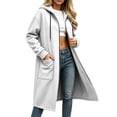 thumbnail image 5 of HappyYEE Midlength Hoodie Jackets for Women, Casual Hooded Drawstring Zipper Sweatshirt Coat, Long Sleeve Loose Outer Tops with Pockets, 5 of 8