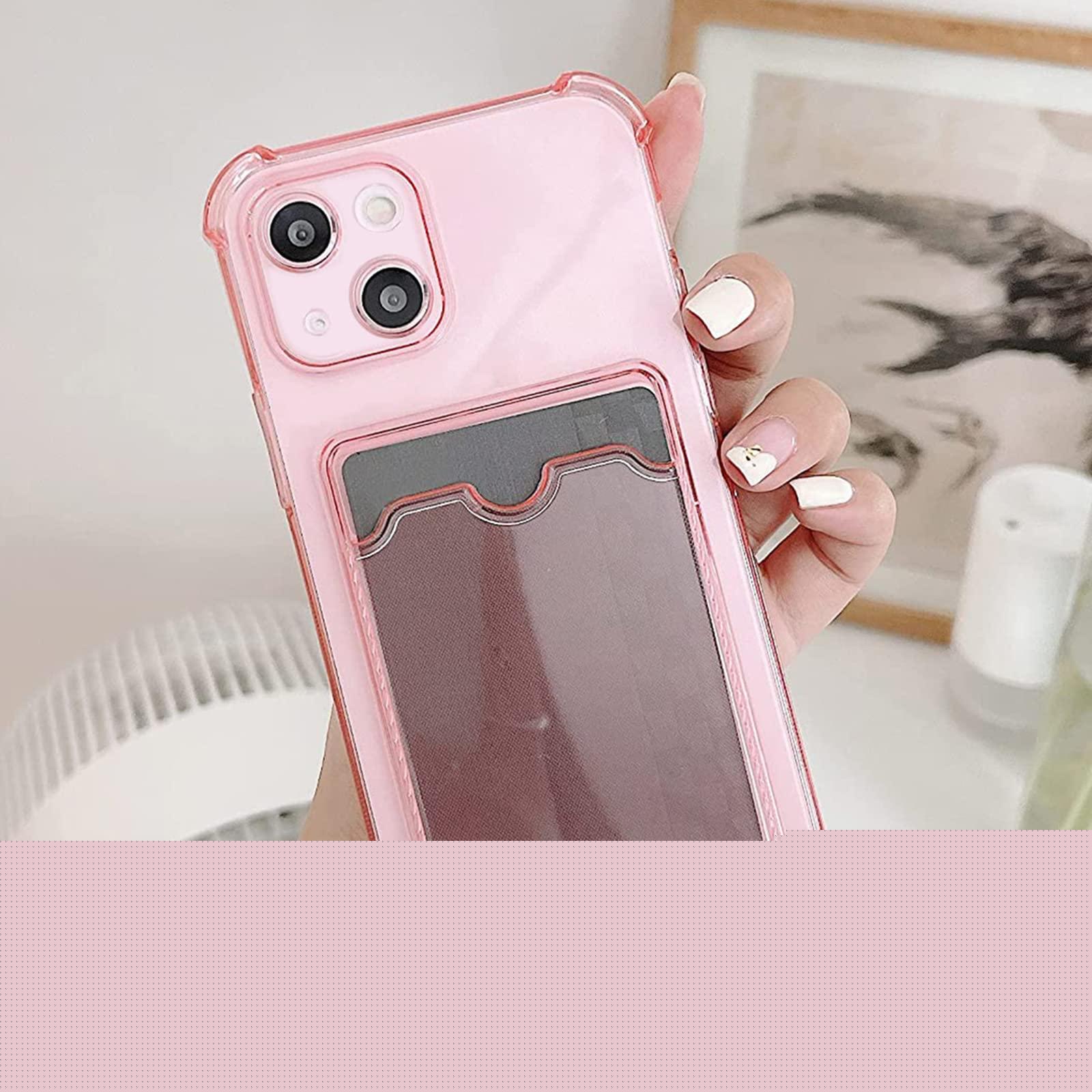 thumbnail image 2 of Mantto Clear Case for iPhone 14 Plus, Soft Silicone Slim Lightweight Shockproof Military Grade Drop Resistant Cover with Card Slot Holder Lens Protection Wallet Case for iPhone 14 Plus,Pink, 2 of 4