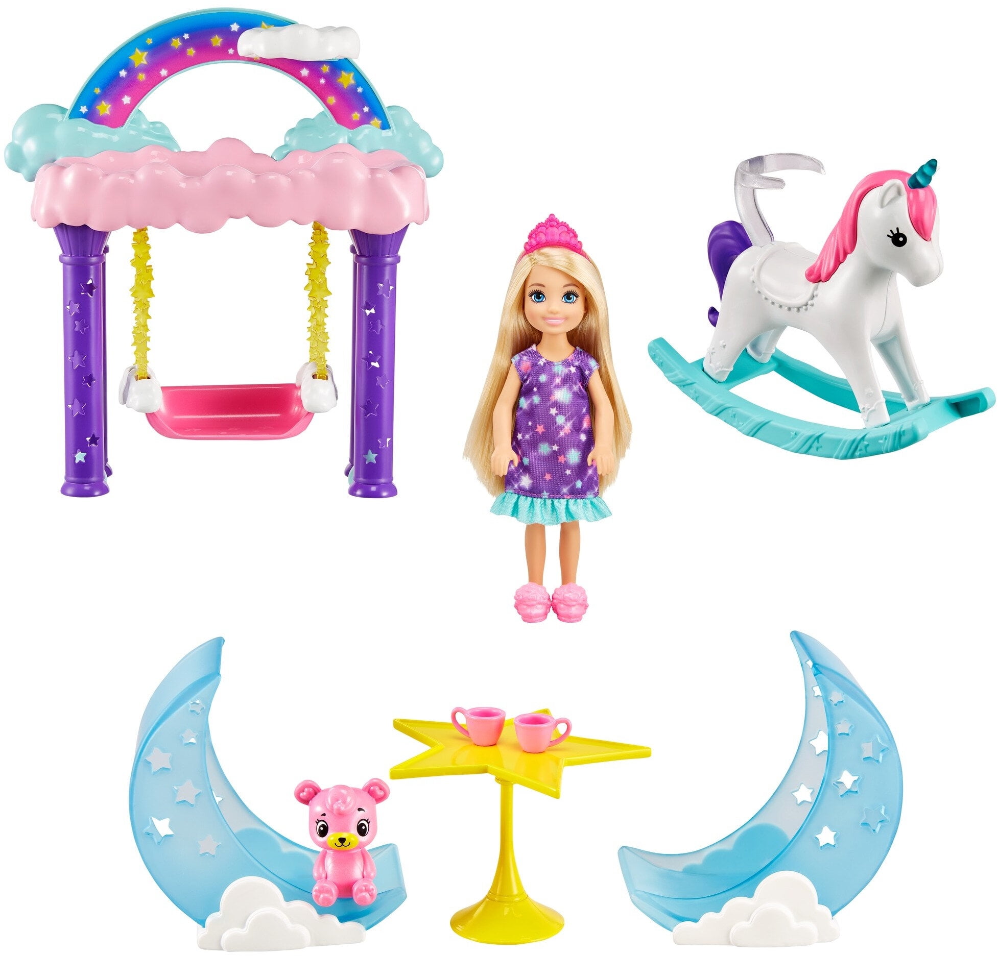 Barbie Dreamtopia Princess Doll & Magical Light Unicorn Toy Figure Model Rainbow 
