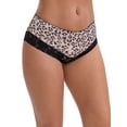 thumbnail image 4 of INSPIRE CHIC Women's Lace Trim Leopard Print Ultra-Thin Mid Rise Hipsters Elastic Lightweight Breathable Briefs M Light Brown, 4 of 5