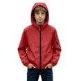 thumbnail image 2 of JZEJING Raincoat for Boys Waterproof Windproof Zip up Rain Jacket Outdoor Long Sleeve Hooded Windbreaker with Pocket Clothes for Teens Size 4-15, 2 of 9