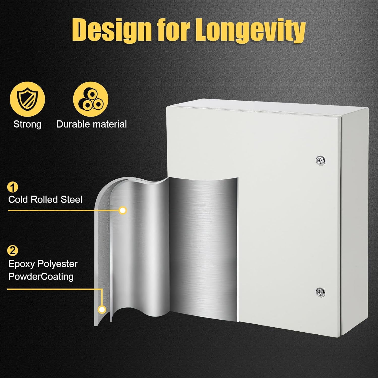 YUSAZENS 24x16x10 IP66 Steel Electrical Junction Box 1.5mm Wall Cold-Rolled Construction Lockable Door with Removable Galvanized Mounting Plate Waterproof Dustproof for Industrial Power Distribution
