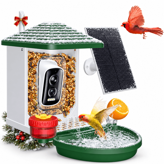 Conico Smart Bird Feeder with Camera, 5MP HD AI Bird Recognition, Solar Powered WiFi Outdoor Bird Feeder, Squirrel Proof, Bird Watching Gifts