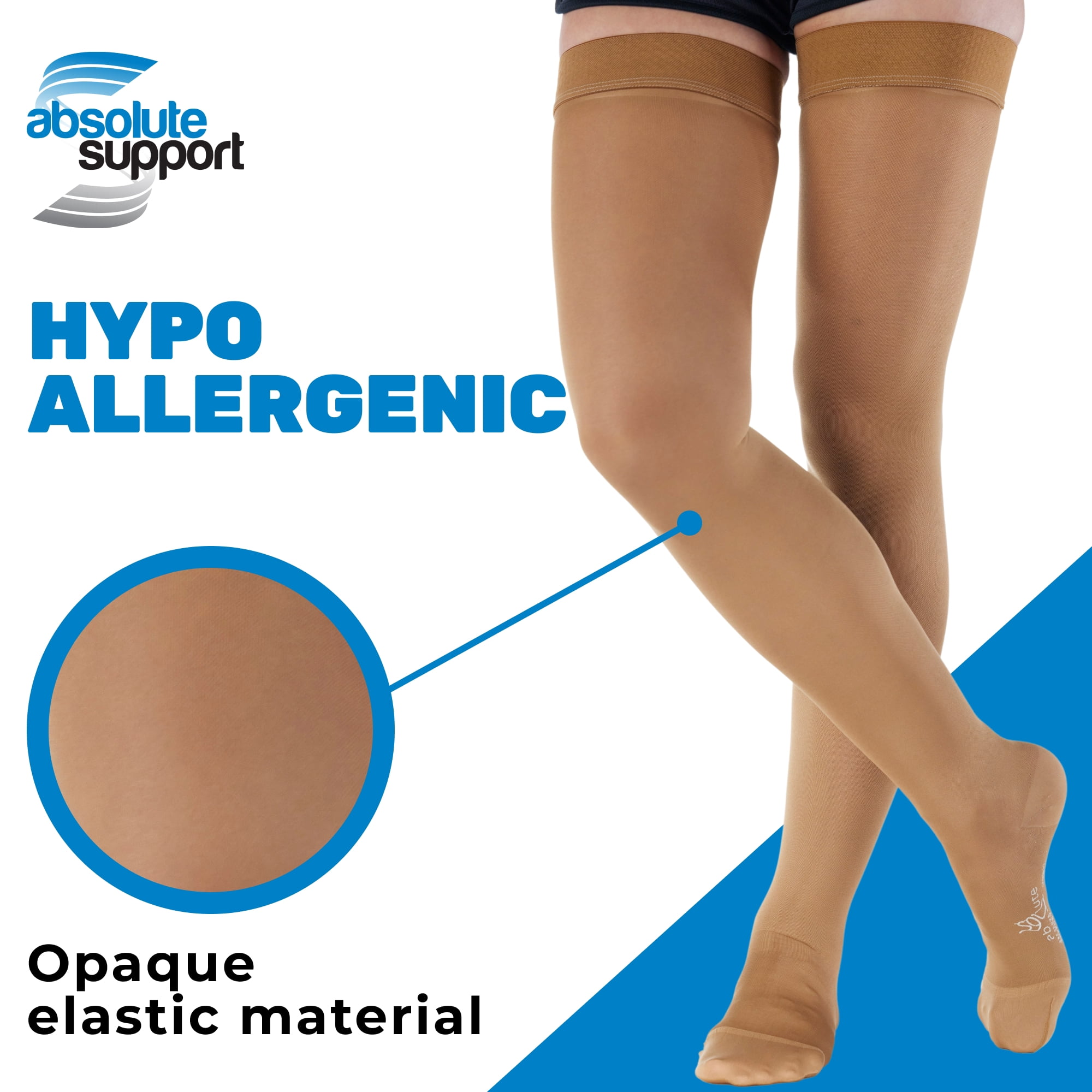 Made in USA - Plus Size Compression Stockings for Women 20-30mmHg - Beige, 2XL