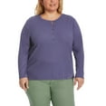 thumbnail image 3 of GH Bass Womens Textured Henley Top Blue Large, 3 of 4