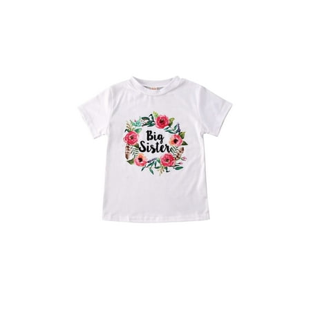

Newborn Baby Girls Little Sister Romper Bodysuit Big Sister T-shirt Tops Outfits